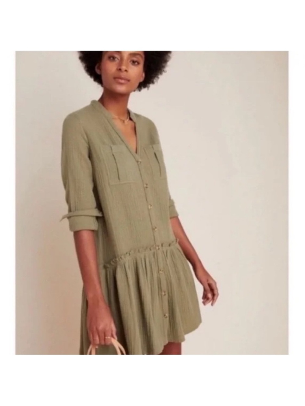Maeve by Anthropologie - Katie Drop Waist Utility Dress in Moss